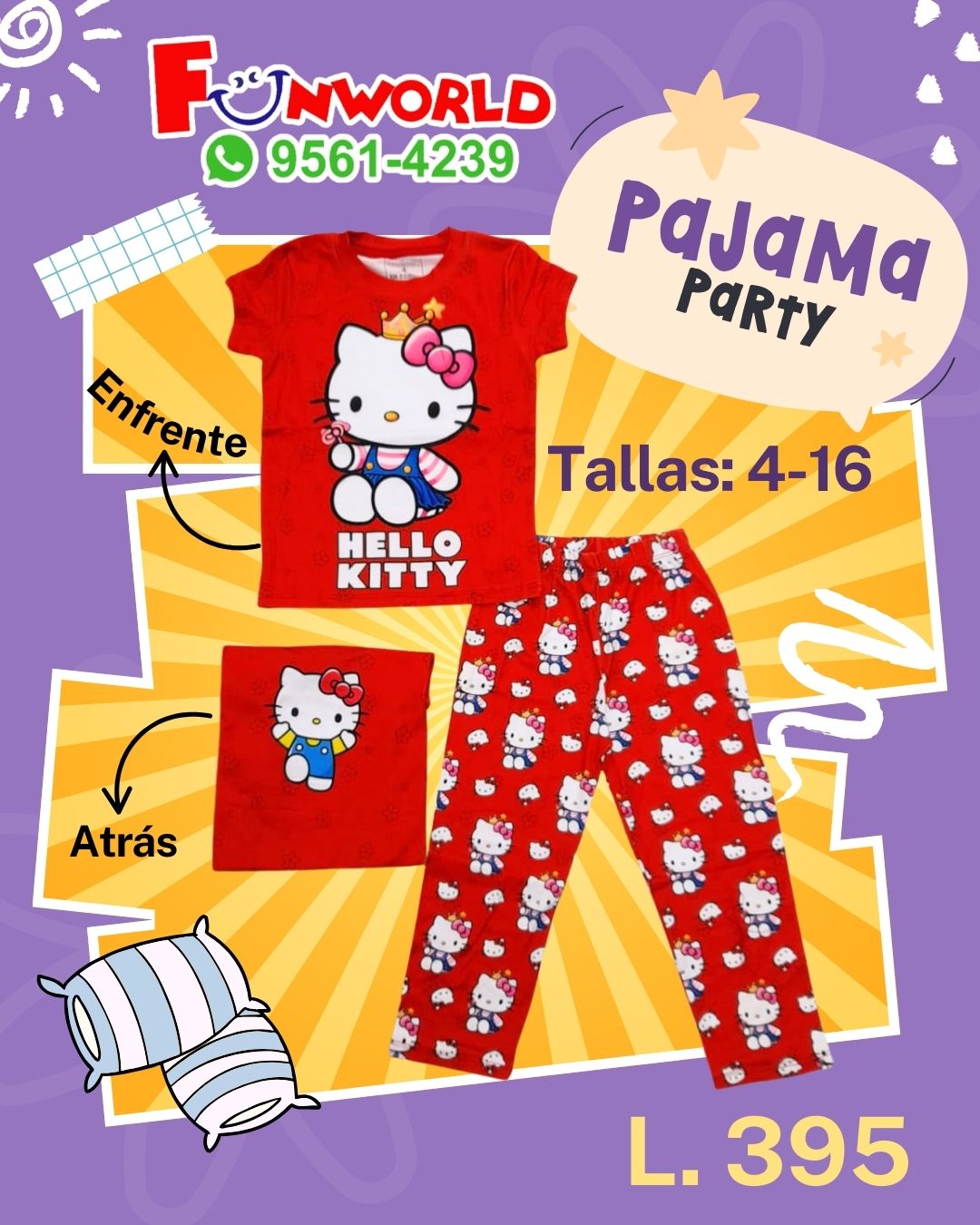 PIJAMA NIÑA HELLO KITTY ROJA