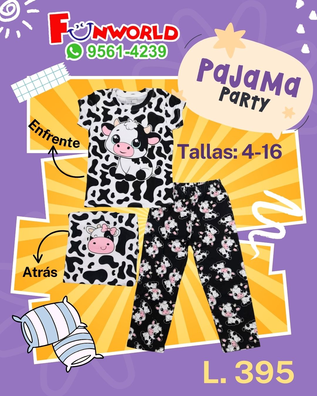PIJAMA NIÑA VACA
