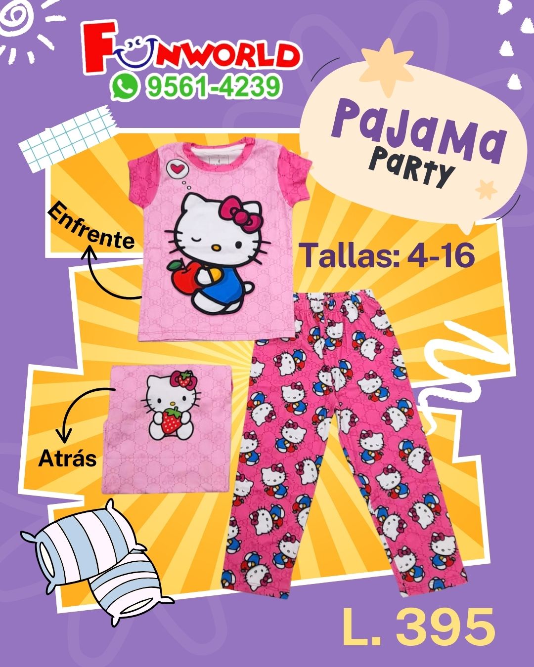 PIJAMA NIÑA HELLO KITTY ROSADA